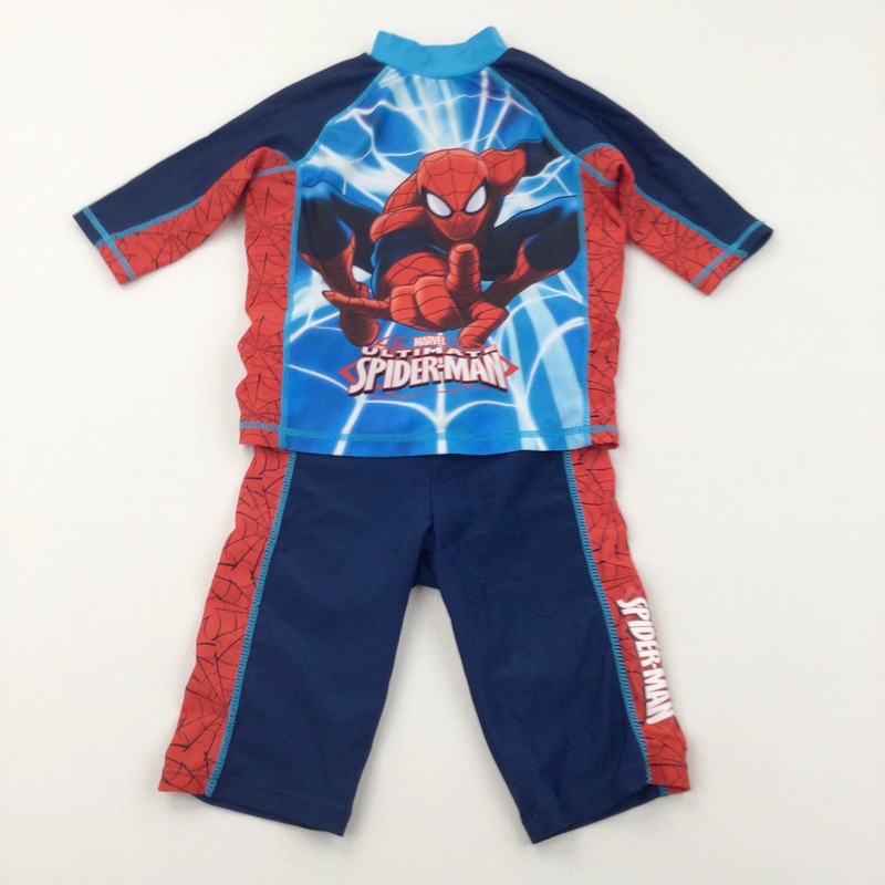 'Ultimate Spider-man' Navy, Red & Blue Two Piece Sun/Beach Suit - Boys 4-5 Years