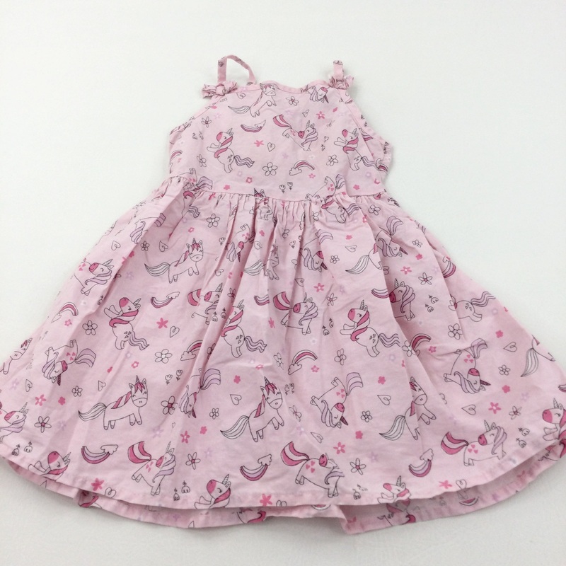 Unicorns Pink Lightweight Cotton Sun Dress - Girls 18-24 Months