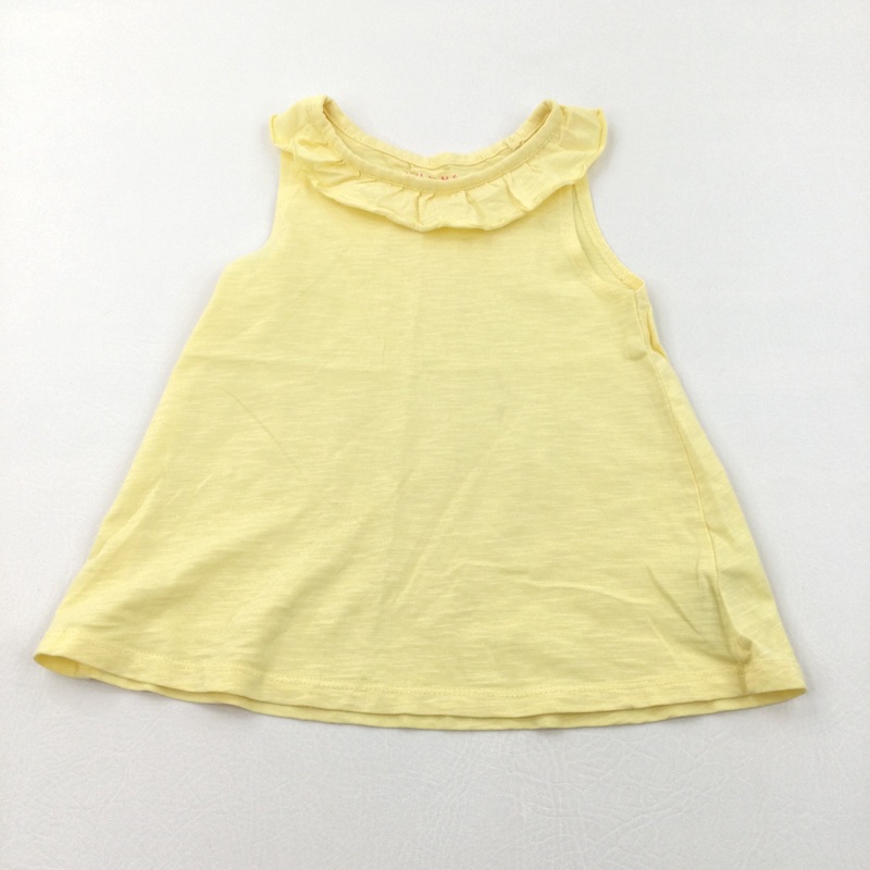 Yellow Sleeveless T-Shirt with Frilly Neckline - Girls 4-5 Years
