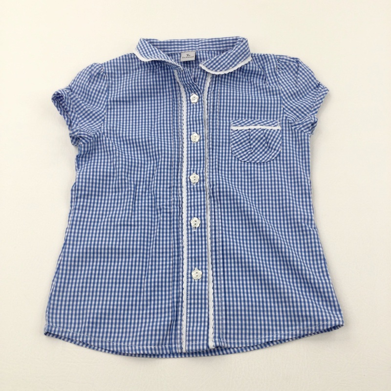 Blue Gingham School Blouse - Girls 7 Years