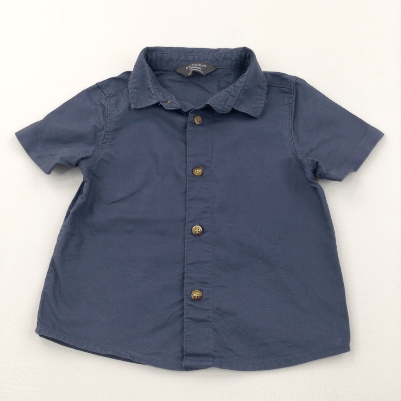 Dark Blue Cotton Shirt - Boys 9-12 Months