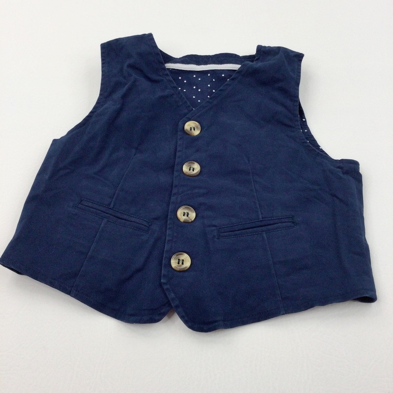 Navy Cotton Twill Waistcoat - Boys 3-4 Years