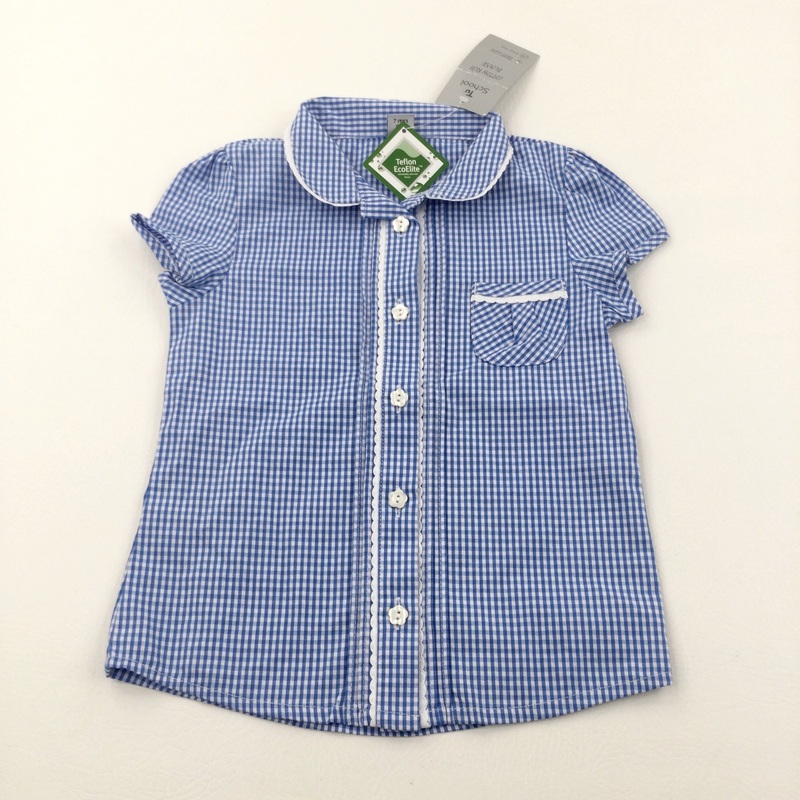 **NEW** Blue Gingham School Blouse - Girls 7 Years