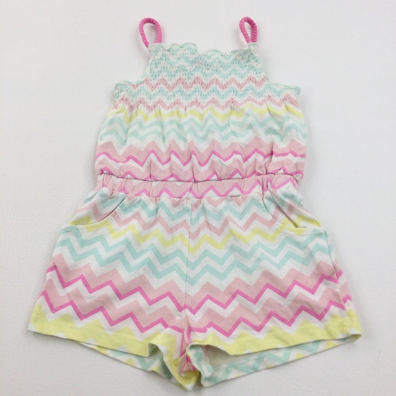Pastel Zig Zags Jersey Playsuit - Girls 3-4 Years