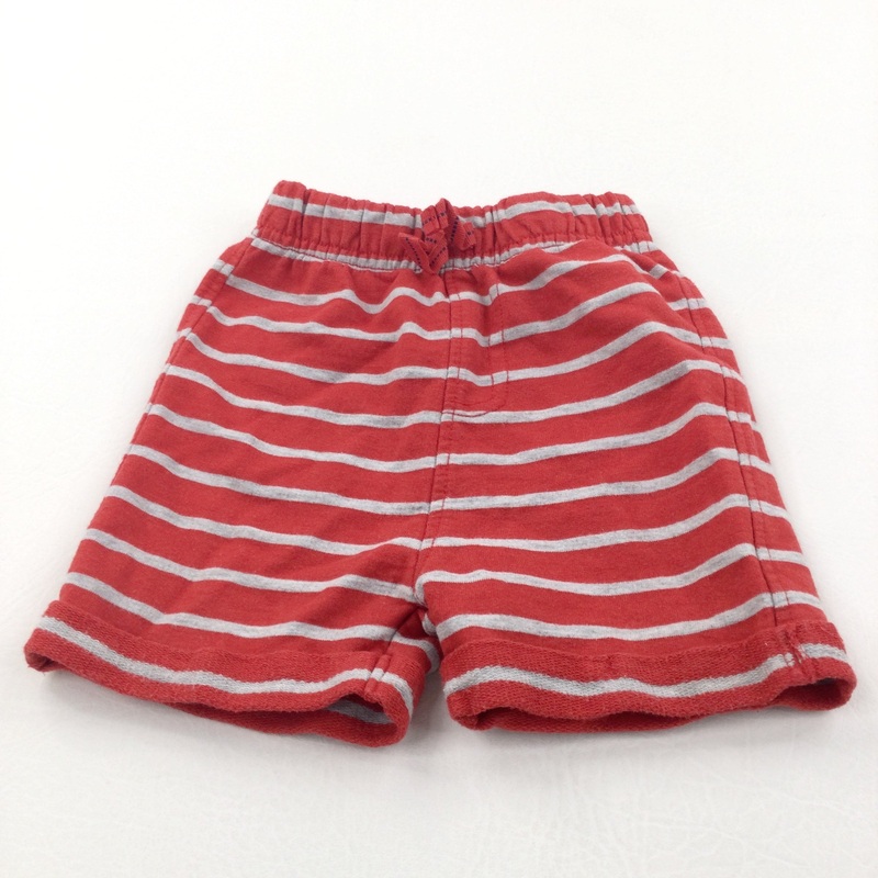 Red & Grey Lightweight Jersey Shorts - Boys 9-12 Months