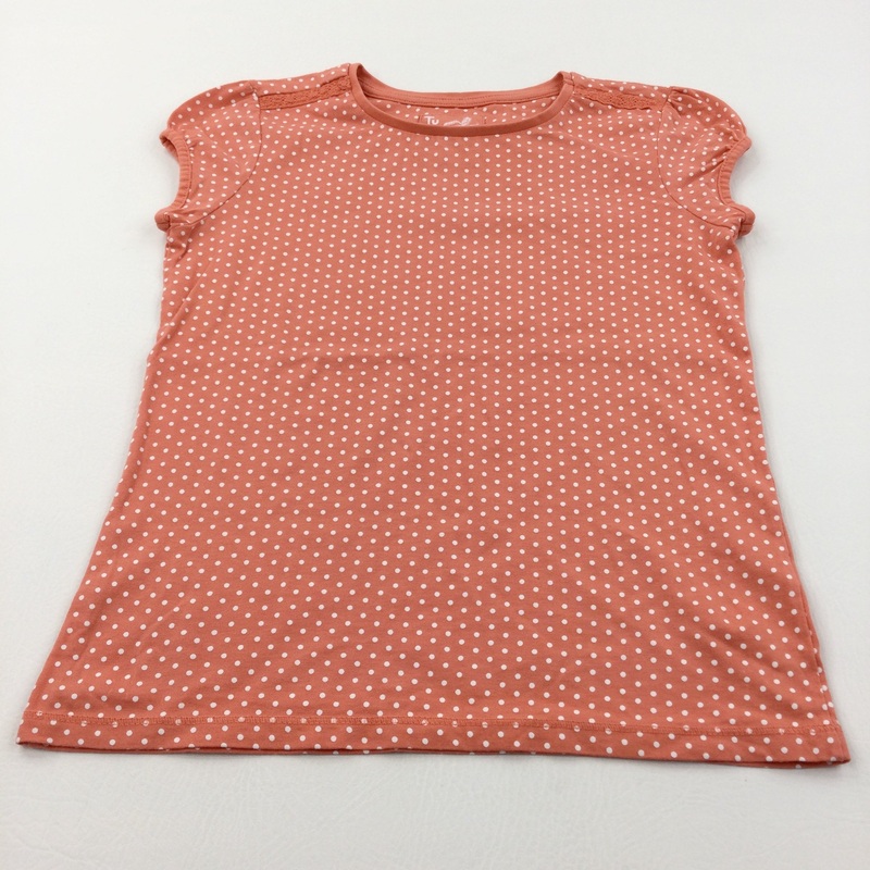 Spotty Peach & White T-Shirt - Girls 11 Years
