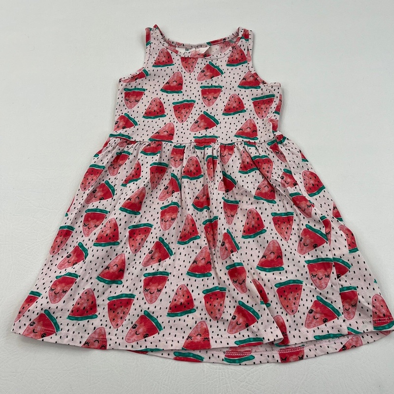 Watermelons Red & White Lightweight Jersey Dress - Girls 2-4 Years