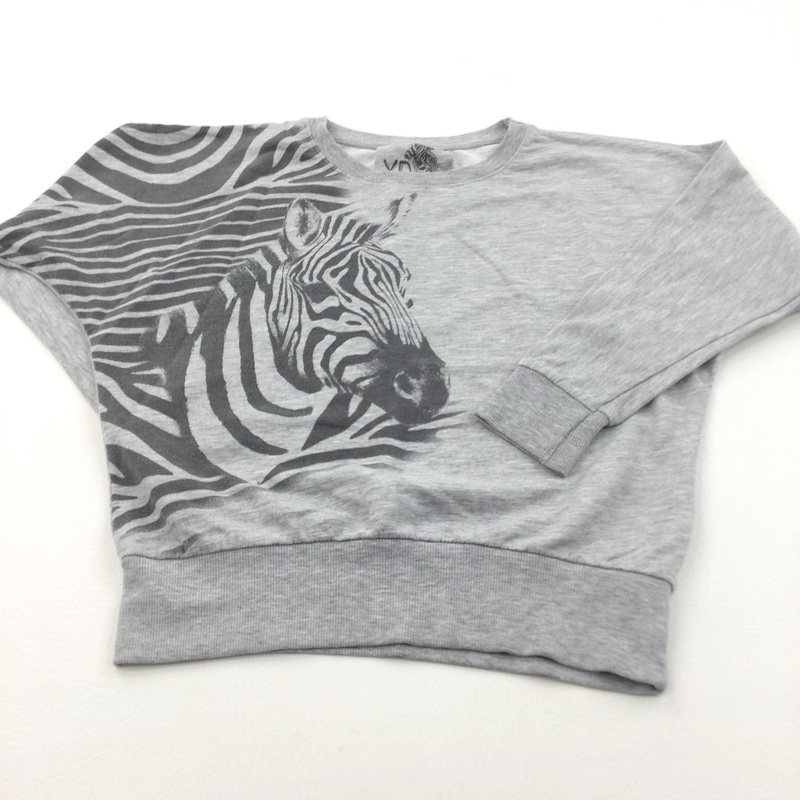 Zebra Grey Mottled Lightweight Cropped Sweatshirt - Girls 9-10 Years