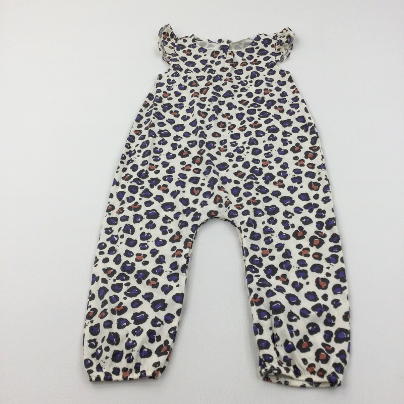 Animal Print Cream, Black, Red & Blue Jersey Jumpsuit - Girls 18-24 Months