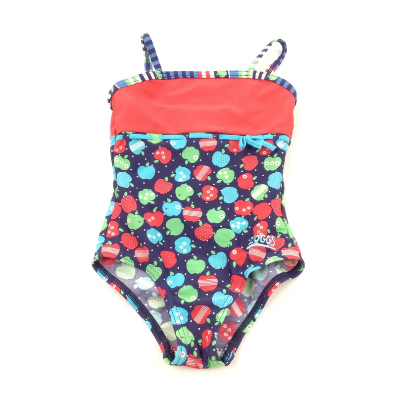 Apples Red, Navy, Blue & Green Swimming Costume - Girls 2-3 Years