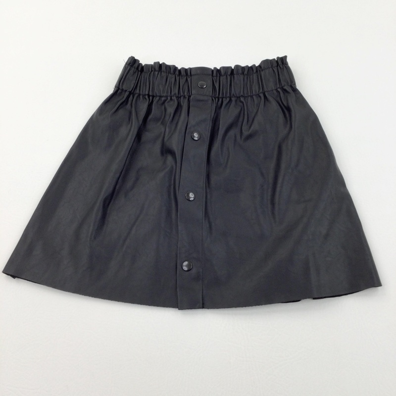 Black Leatherette Skirt - Girls 8-9 Years