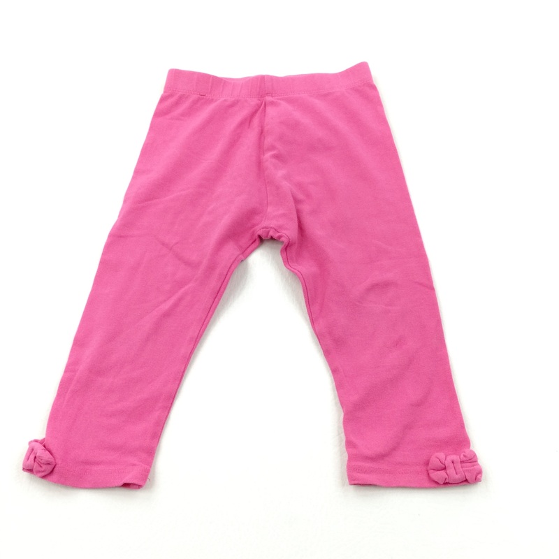 Bow Hems Bright Pink Cropped Leggings  - Girls 2-3 Years