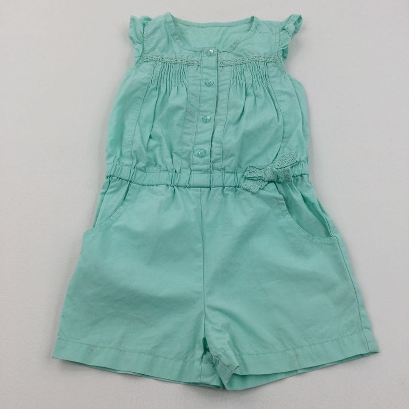 Jade Green Lightweight Cotton Playsuit - Girls 18-24 Months