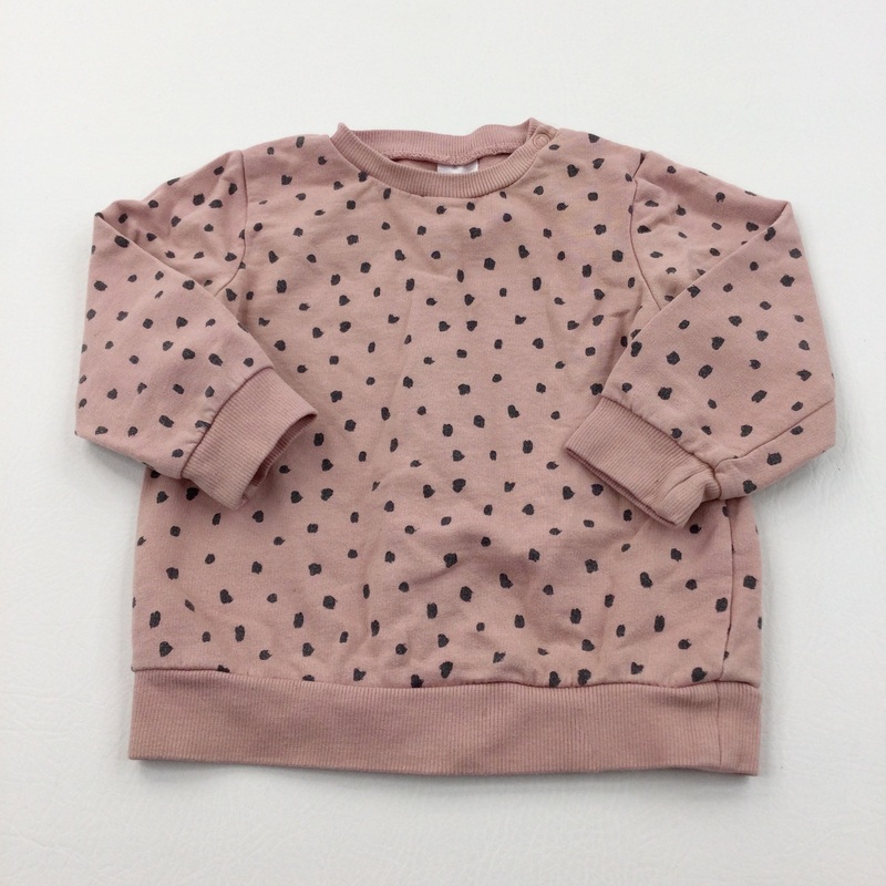 Spotty Dusky Pink & Black Lightweight Sweatshirt - Girls 12-18 Months
