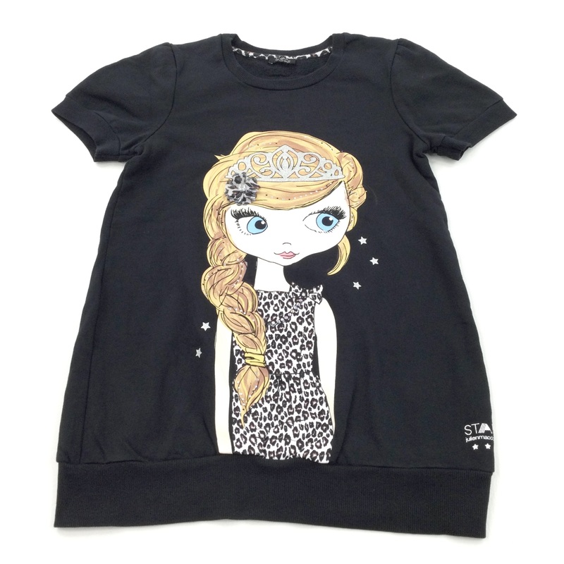 'Star' Diamontes & Flowers Girl Black Sleeveless Sweatshirt Dress - Girls 9-10 Years