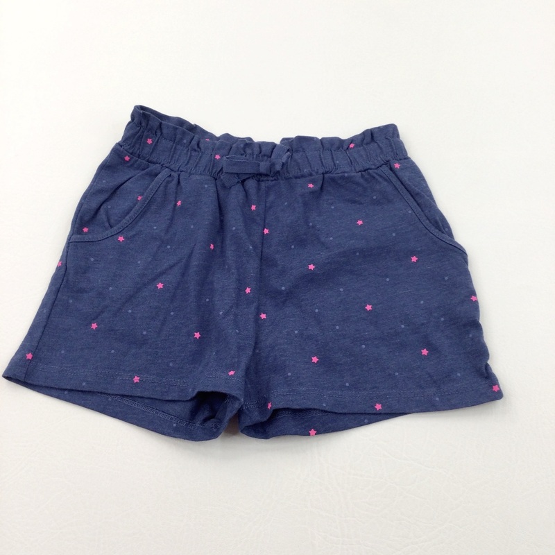 Stars Blue & Pink Lightweight Jersey Shorts - Girls 2-4 Years
