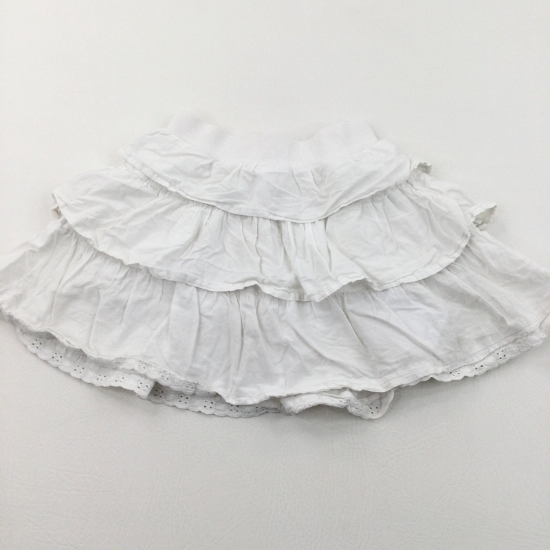 White Layered Cotton Skirt - Girls 3-4 Years