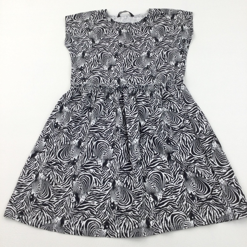 Zebras & Stripes Black & White Jersey Dress - Girls 9-10 Years