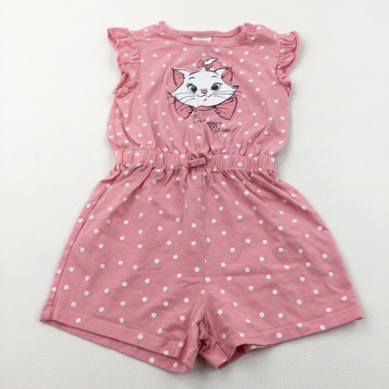 'Bonjour Marie' Aristocats Spotty Pink Jersey Playsuit - Girls 3-4 Years