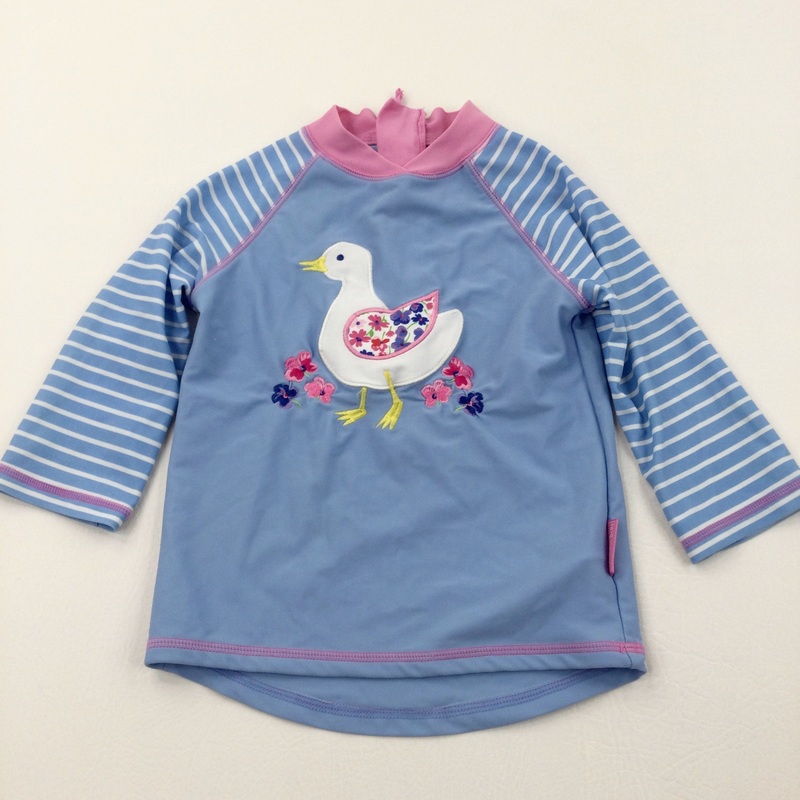 Duck Appliqued Blue & Pink Sun/Beach Top - Girls 2-3 Years