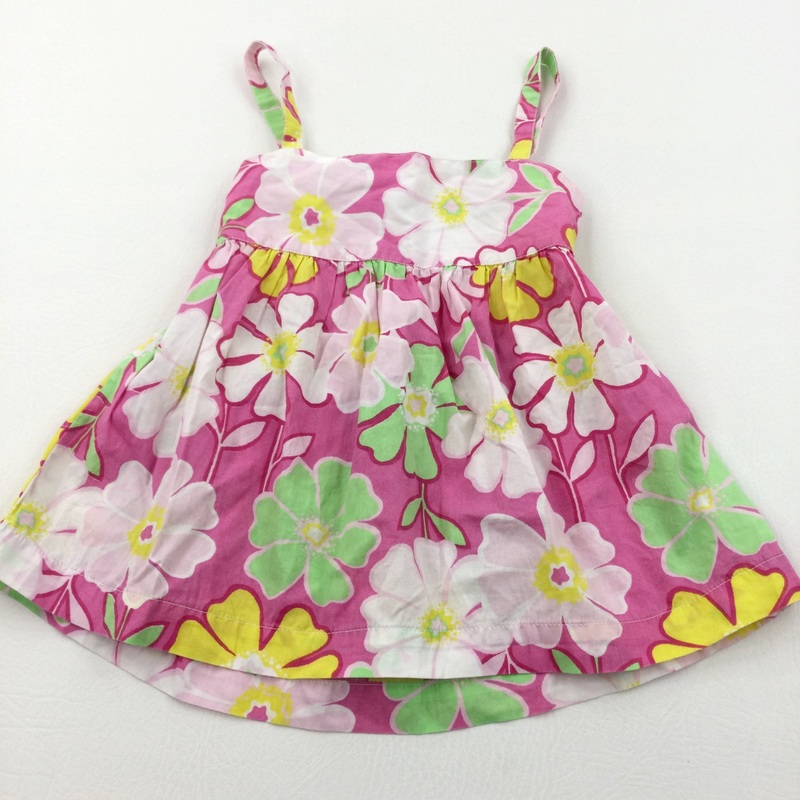 Flowers Pink, Yellow & Green Lightweight Cotton Vest Blouse - Girls 4 Years