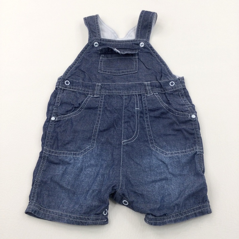Navy Cotton Lightweight Short Dungarees - Boys 6-9 Months