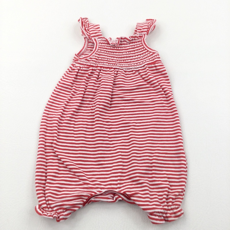 Red & White Striped Jersey Romper - Girls Newborn