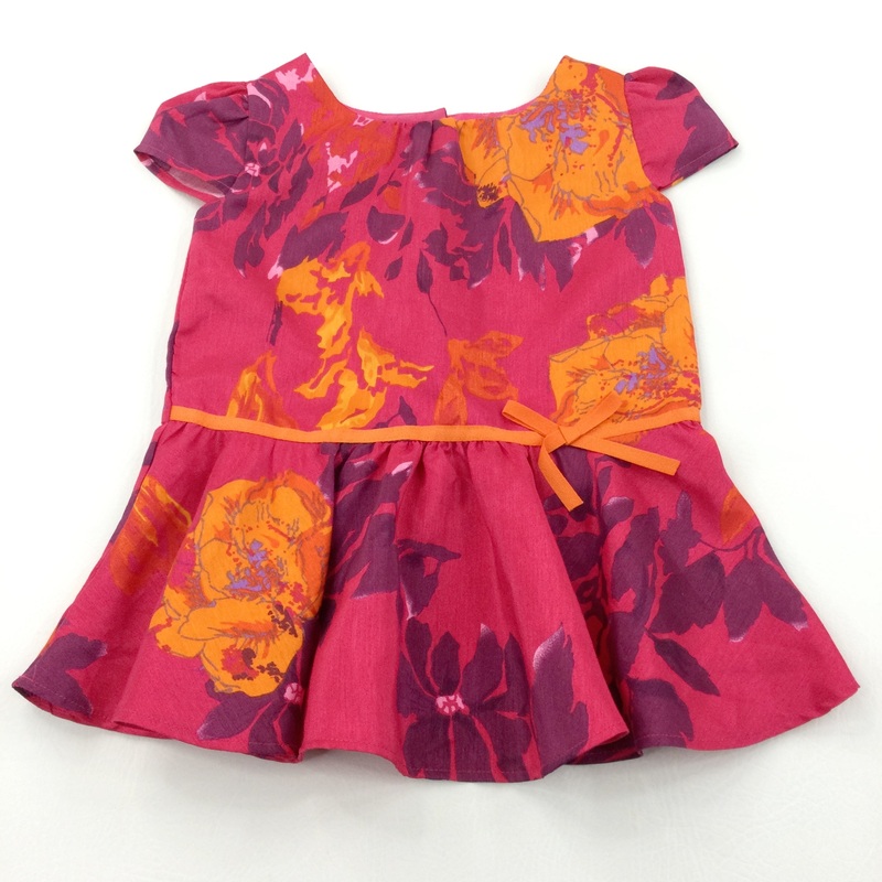 Retro Flowers Pink, Purple & Orange Polyester Dress/Tunic Top - Girls 2-3 Years