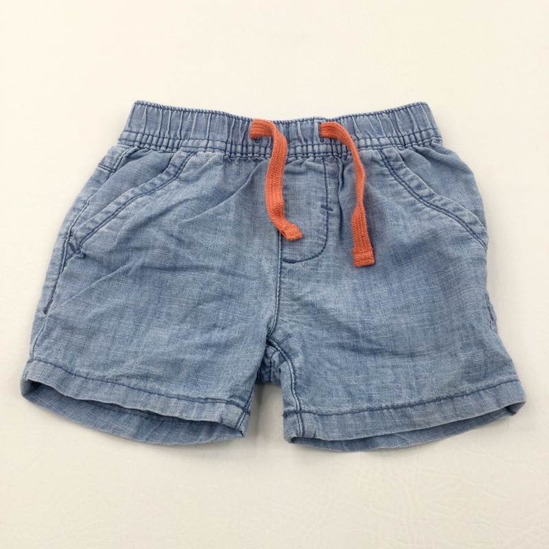 'Surf Originals' Blue Denim Effect Cotton Shorts - Boys 9-12 Months