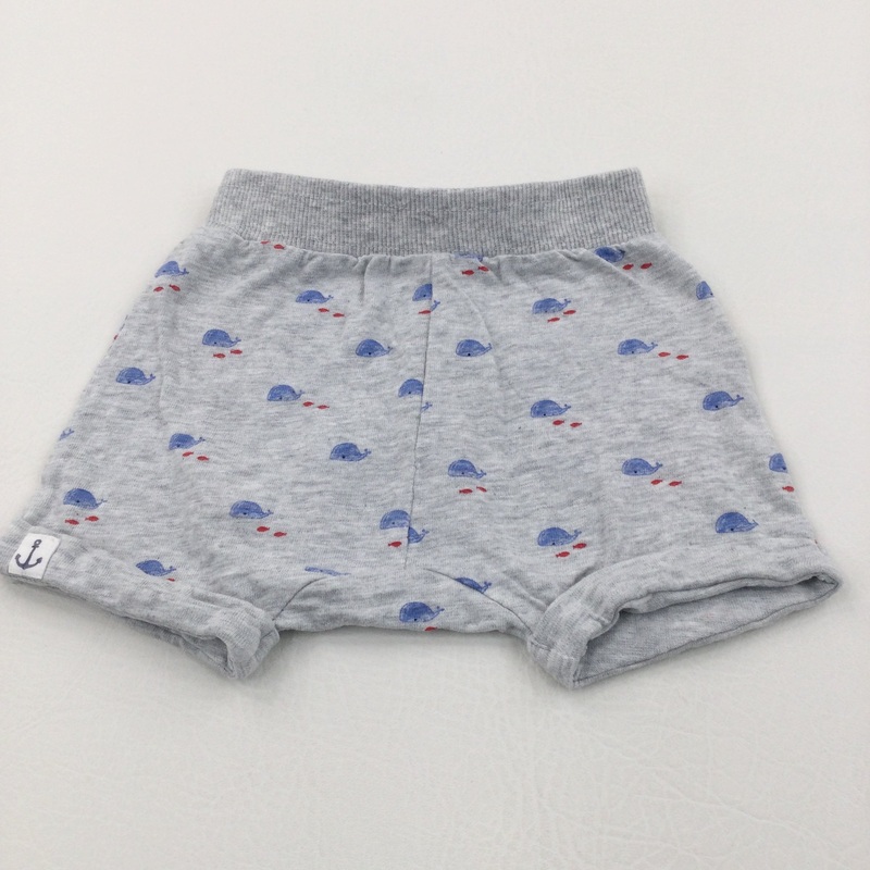 Whales Mottled Grey Lightweight Jersey Shorts - Boys 9-12 Months