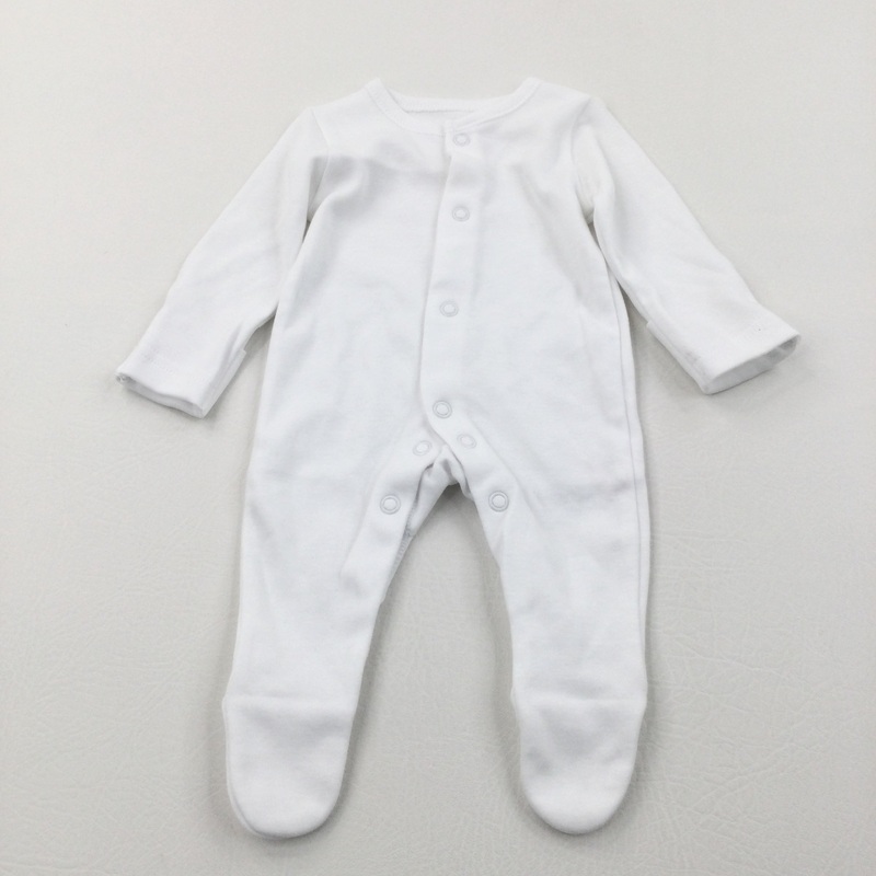 White Babygrow with Integrated Mitts - Boys/Girls Tiny Baby