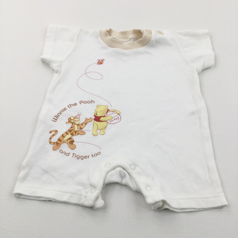 'Winnie The Pooh & Tigger Too' Beige & White Jersey Romper - Boys/Girls Newborn
