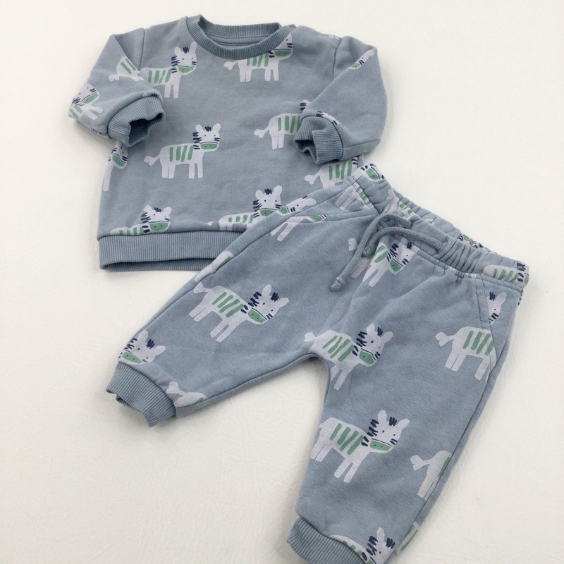 Zebras Blue Tracksuit Set - Boys 3-6 Months