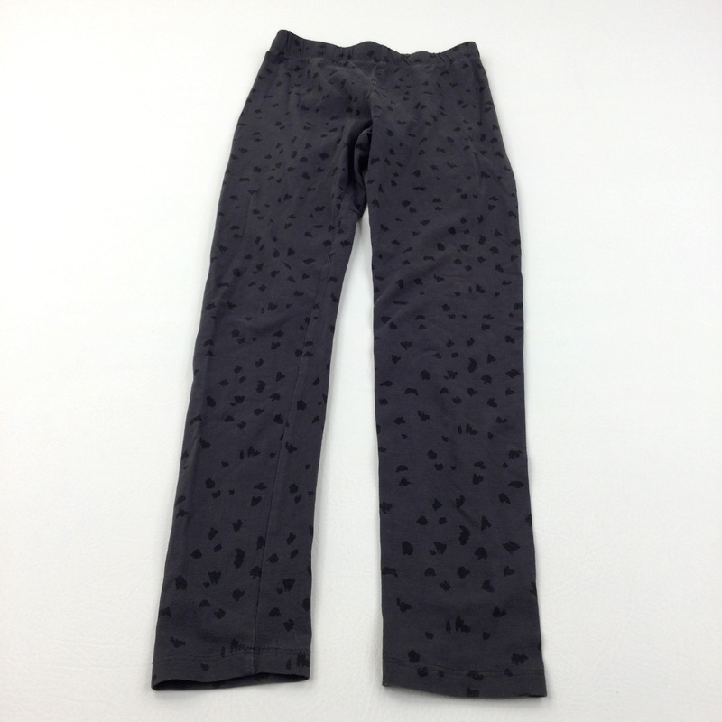 Animal Print Charcoal Grey Leggings - Girls 9-10 Years