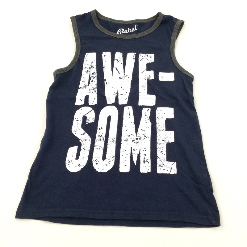 'Awesome' Navy & Grey Vest Top - Boys 11-12 Years