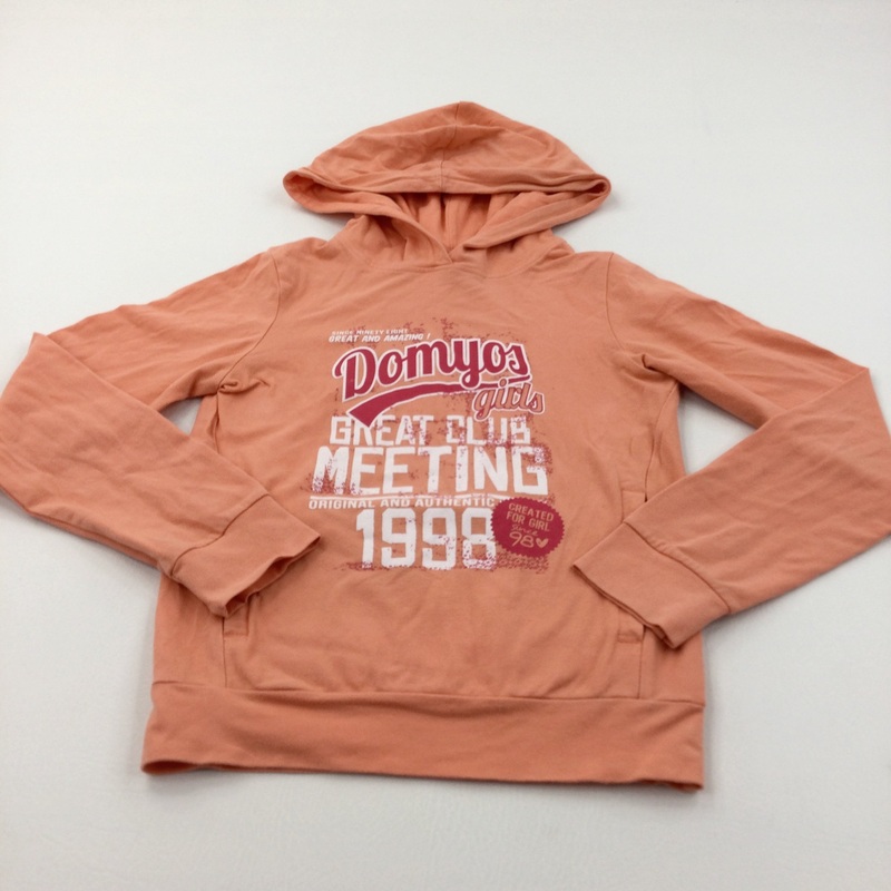 'Domyos Great Club Meeting' Peach Lightweight Hoodie Sweatshirt - Girls 10 Years