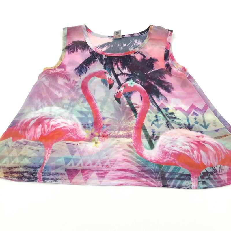 Flamingos Pink Sheer Viscose Sleeveless Blouse - Girls 9 Years