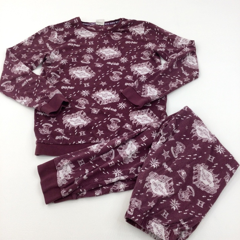 'Harry Potter The Marauders Map' Mauve & White Pyjamas - Boys 11-12 Years