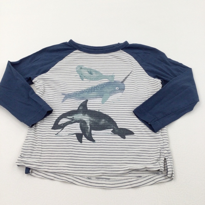 Seal & Whales Navy & White Striped Long Sleeve Top - Boys 18-24 Months