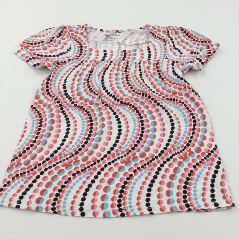 Spots & Swirls Pink, Blue & White T-Shirt - Girls 8-9 Years