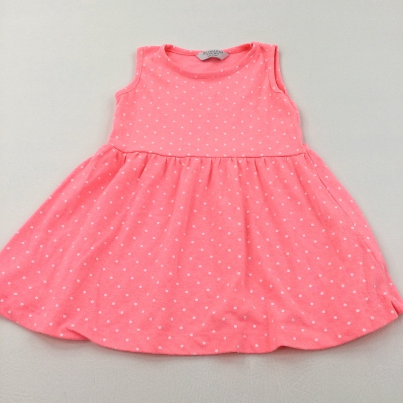 Spotty Neon Pink Lightweight Jersey Dress - Girls 2-3 Years