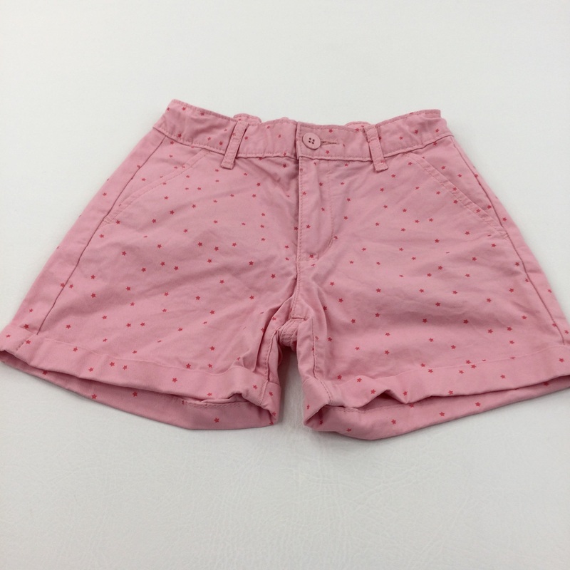 Stars Pink Cotton Twill Shorts with Adjustable Waistband - Girls 10 Years