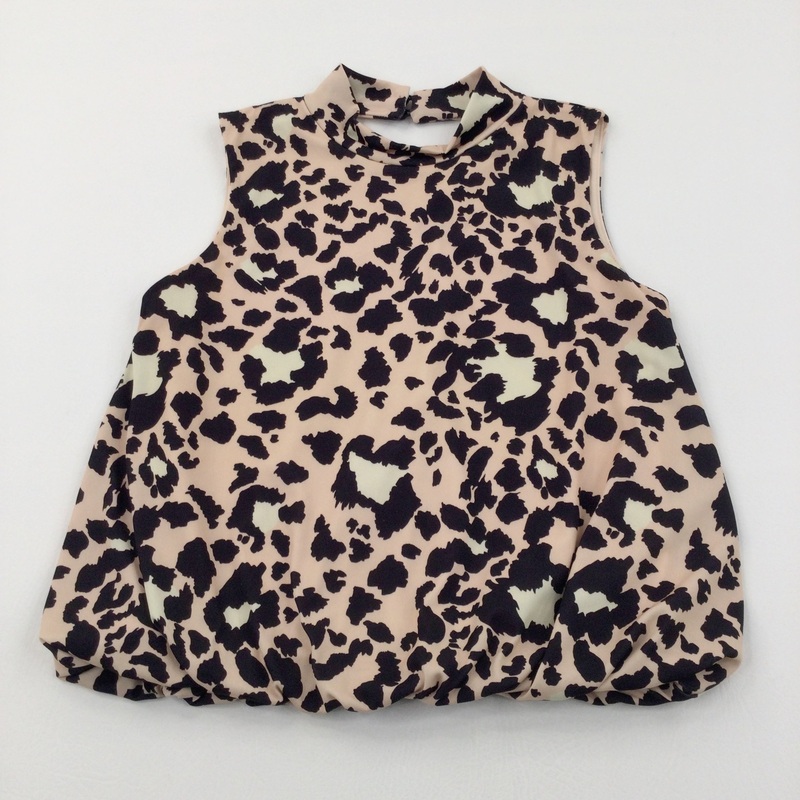 Animal Print Black, Pink & White Blouse - Girls 11-12 Years