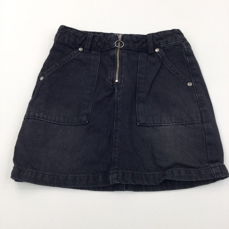 Black Denim Skirt with Adjustable Waistband - Girls 9-10 Years
