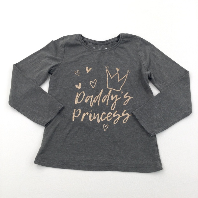 'Daddy's Princess' Glittery Grey Long Sleeve Top - Girls 6-7 Years