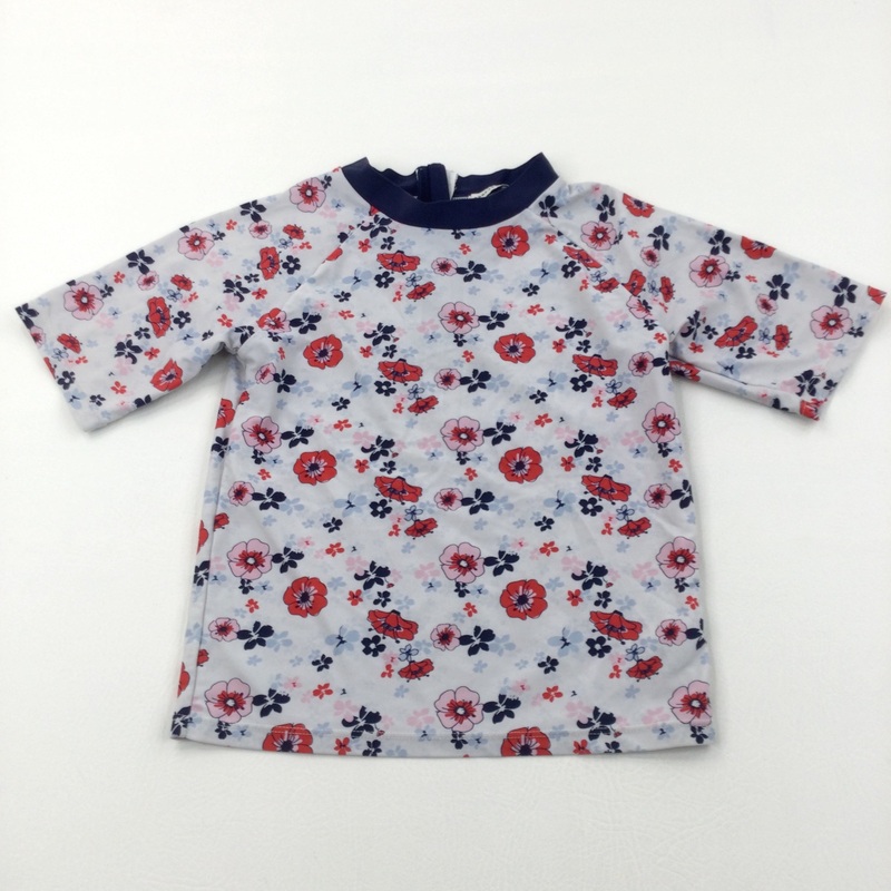 Flowers Pink, Red, Grey & Navy Sun/Beach Top - Girls 9-10 Years