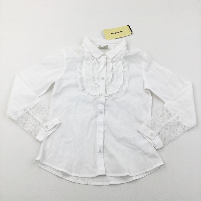 **NEW** Lace Detail White Cotton Blouse - Girls 7-8 Years