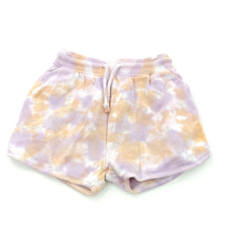 Purple & Orange Mottled Jersey Shorts - Girls 5 Years
