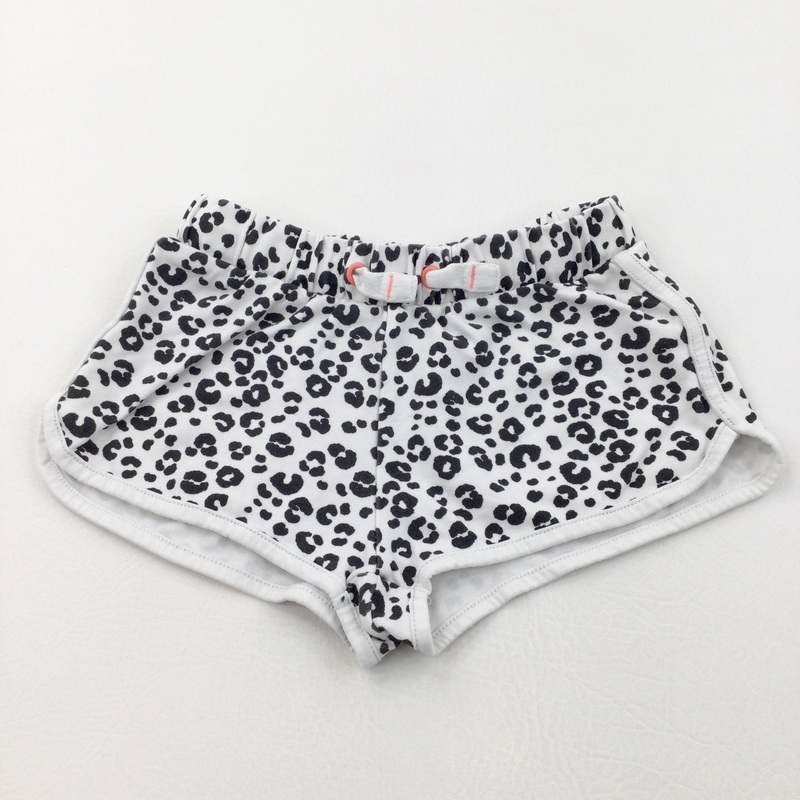 Animal Print Black & White Lightweight Jersey Shorts - Girls 6-7 Years