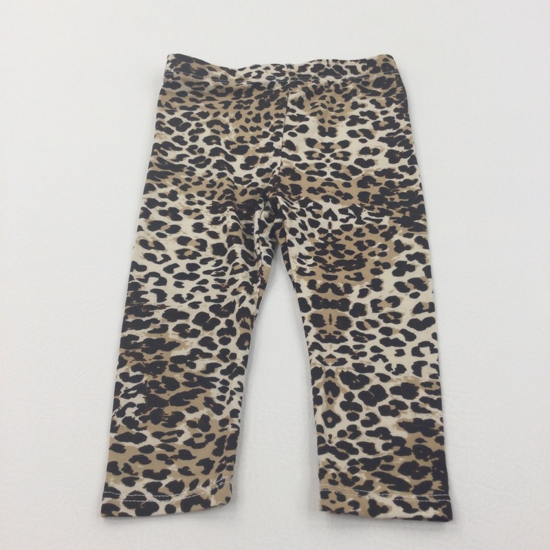 Animal Print Brown & Black Leggings - Girls 18 Months